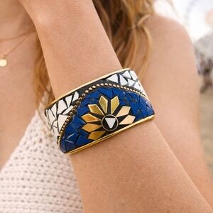 Boho Artisan Mosaic Statement Cuff Bracelet